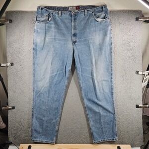 Levi Strauss Signature 545 Loose Fit Jeans Mens 46x33 Orange Tab Light Wash Y2K